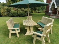 Churnet Valley Ergo 8 Seat Table Set - 2 X Chairs & 2 X 3-Seater Benches -Outdoor Furniture Shop 46800 2528