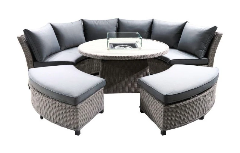 LG Outdoor Oslo Curved Dining Modular Set With Gas Firepit Table 4 LG Outdoor Oslo Curved Dining Modular Set With Gas Firepit Table - Image 2