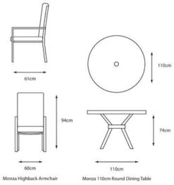 LG Outdoor Monza 4 Seat Set With High Back Armchairs And Parasol 8 LG Outdoor Monza 4 Seat Set With High Back Armchairs And Parasol -Outdoor Furniture Shop 51129 30460