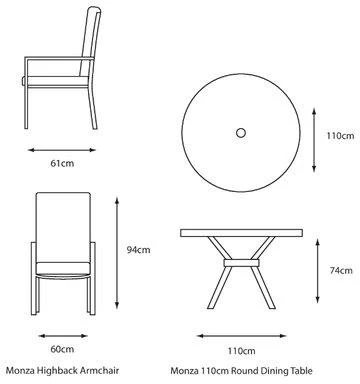 LG Outdoor Monza 4 Seat Set With High Back Armchairs And Parasol 5 LG Outdoor Monza 4 Seat Set With High Back Armchairs And Parasol - Image 3