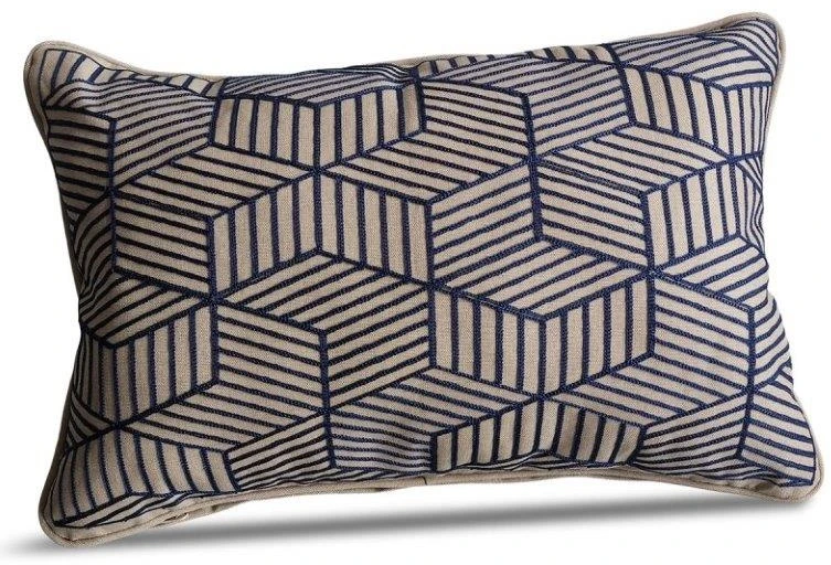 LG Outdoor Blue Striped Cubes 40x60cm Embroidered Scatter Cushion 3 LG Outdoor Blue Striped Cubes 40x60cm Embroidered Scatter Cushion